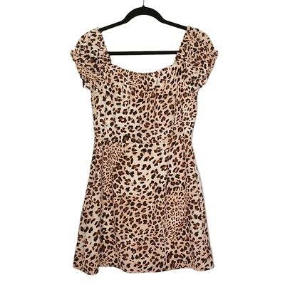 COTTON CANDY LA Brown Black Leopard Animal Print Twist Mini A-Line Dress  Medium | eBay