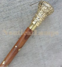 Designer Brass Design Head Handle Style Victorian Walking Stick Wooden Cane Gift