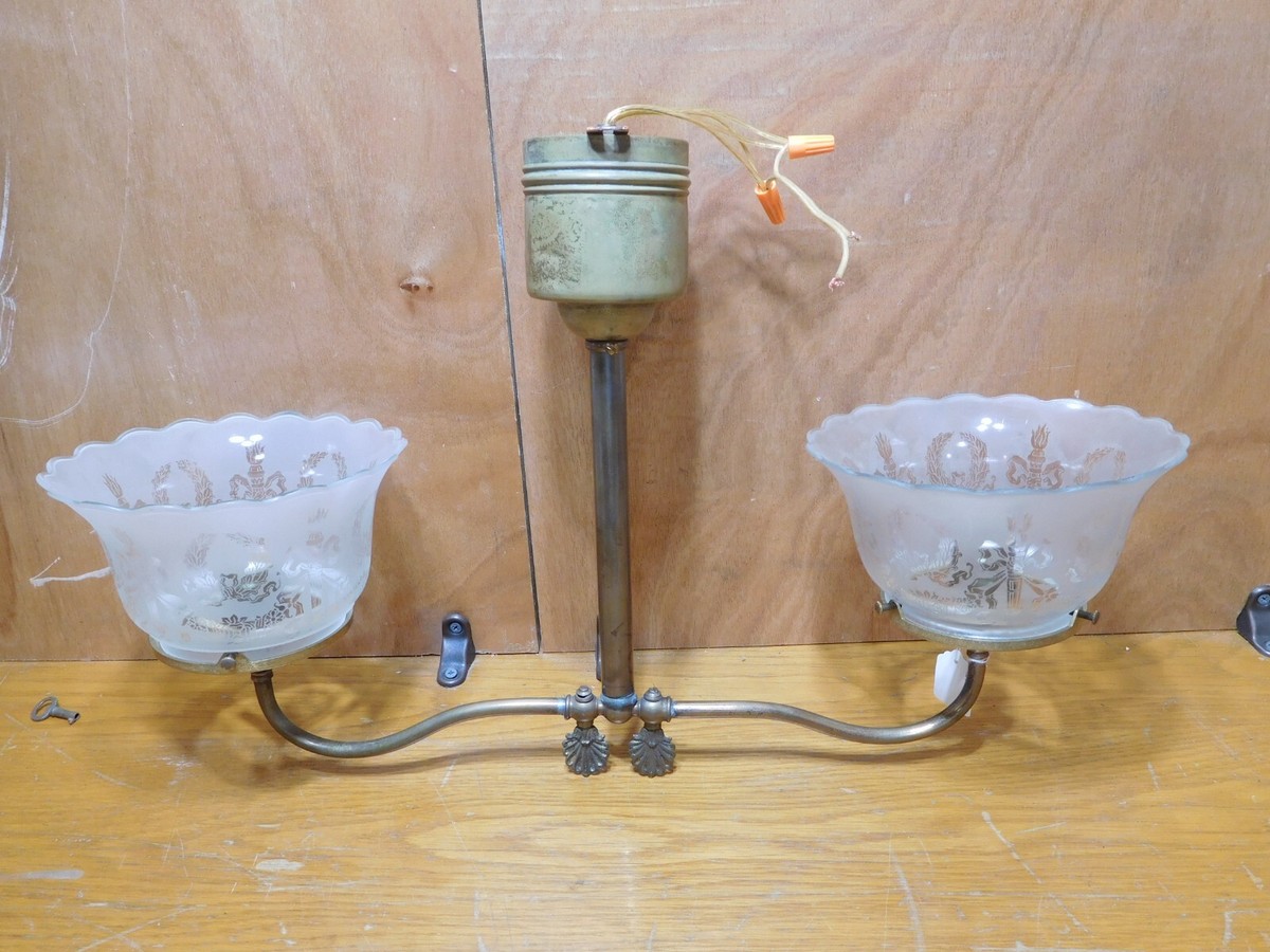 照明/アンティーク Antique ~ Brass 2 Arm Gas Fixture converted to Electric #3979A | eBay