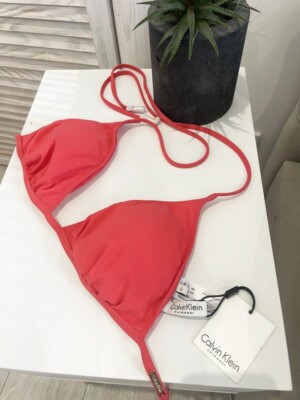Calvin Klein swim bra Women's Triangles Bikini Top coral Pink Size