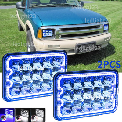 fit Chevy S10 1994 1995 1996 1997 Truck 2pc 90W 4x6 inch LED Hi-Lo DRL Headlight