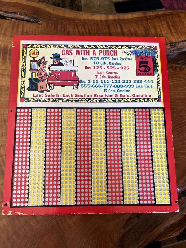 Vintage Gaming Punch Board - unused In Great Condition