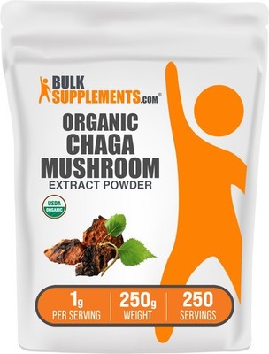 BulkSupplements Organic Chaga Mushroom Extract - 1g per Serving