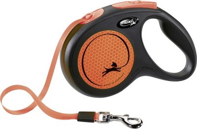 Flexi Hundeleine New Neon neon orange Gurt 5 m  Automatikleine