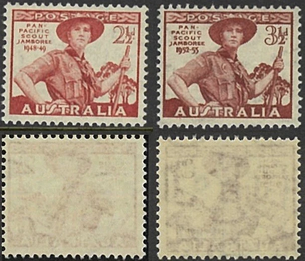 1948-52 Australia Jamborees Boy Scouts MNH Single Set 21/2d & 31/2d Stamp issues