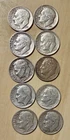 Roosevelt Silver Dimes Lot of 10 Circulated 1951-1964 US Coins. $1 face value!