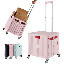 Folding Utility Cart Portable Rolling Crate Handcart Shopping Trolley Collaps...