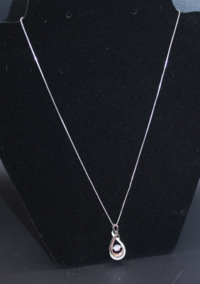 OTC 925 & 10K Diamant & schaukelnder Amethyst Anhänger 18'' Kette Halskette Rolle