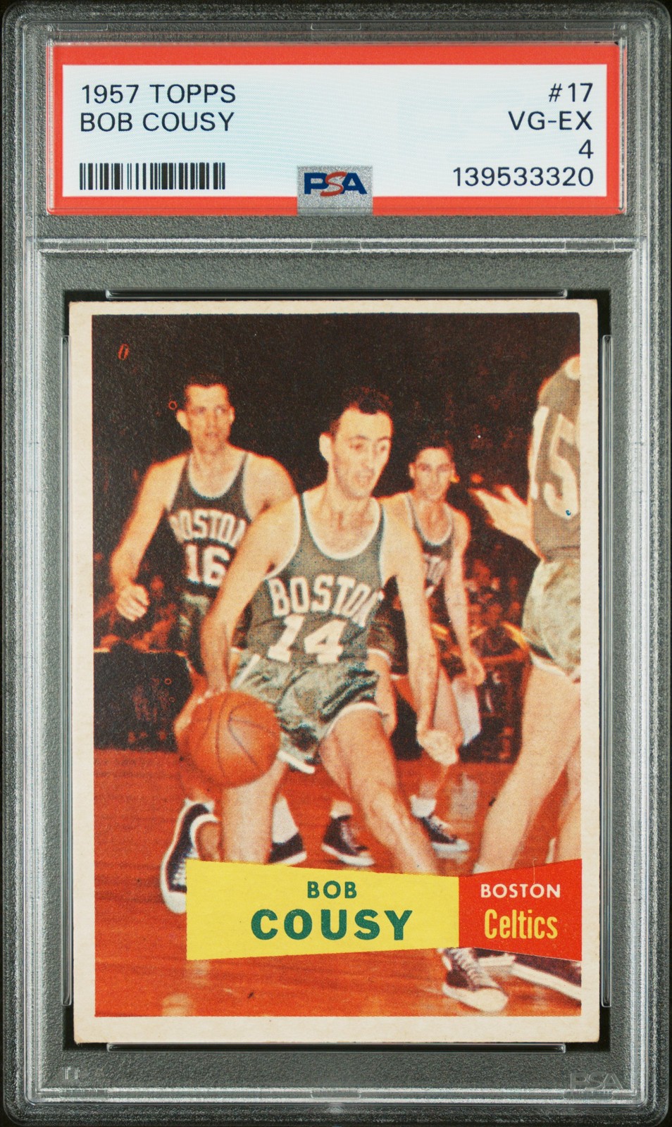 1957 TOPPS #17 BOB COUSY ROOKIE RC PSA 4