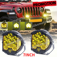 2PCS 7" inch Round LED Work Lights Bar Amber DRL Pods Fog Lamp Offroad Driving