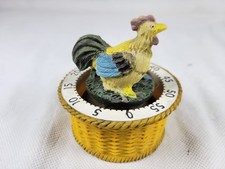 Kitchen Timer Mechanical Rooster in Basket 60 Minute Chicken Farmhouse Vintage