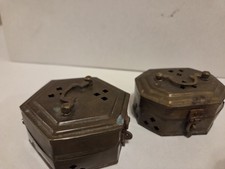 Vintage Brass Trinket Cricket Boxes India Aged Collectable Display