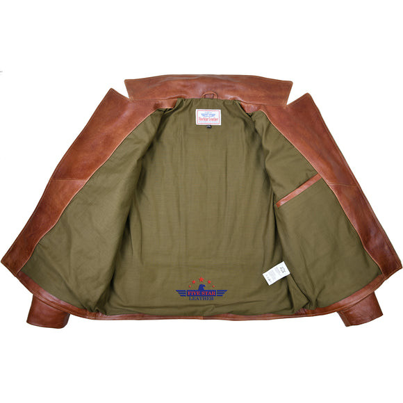 FiveStar Leather Men’s Heritage Civilian Windbreaker Vintage Horsehide Jacket UK image 5
