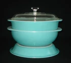 PYREX - 4 pc. TURQUOISE Casserole, Cake Dish, Pie Plate & Knob Lid Set