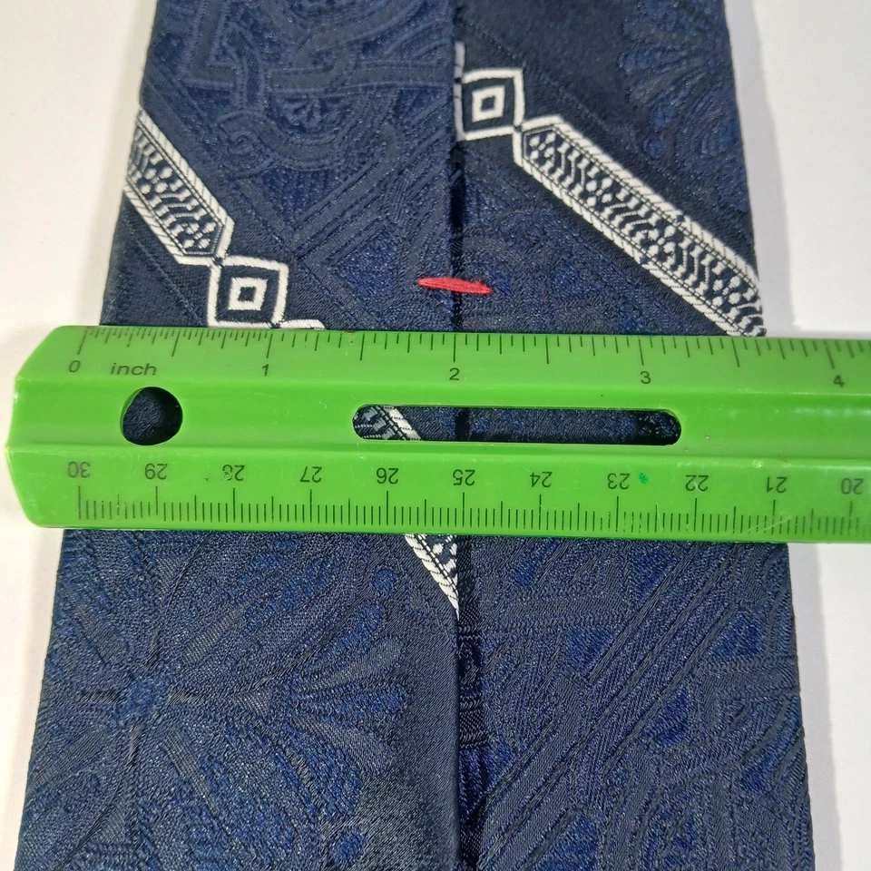 Corbata geométrica vintage Wemlon by Wembley para hombre mezcla de seda azul cachemira Foto 4 de 4