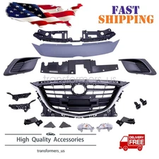16PC For Mazda 3 2014-2016 Front Chrome Grill Fog light Cover Bumper Bracket Kit