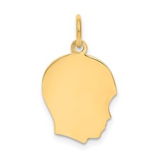 14k Yellow Gold Facing Right Engravable Boy Head Charm Pendant 0.49gm L-22mm