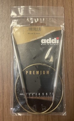 Addi Circular Knitting Needles US#10.5/24  6.5mm/60cm White Brass Tips Gold Cord
