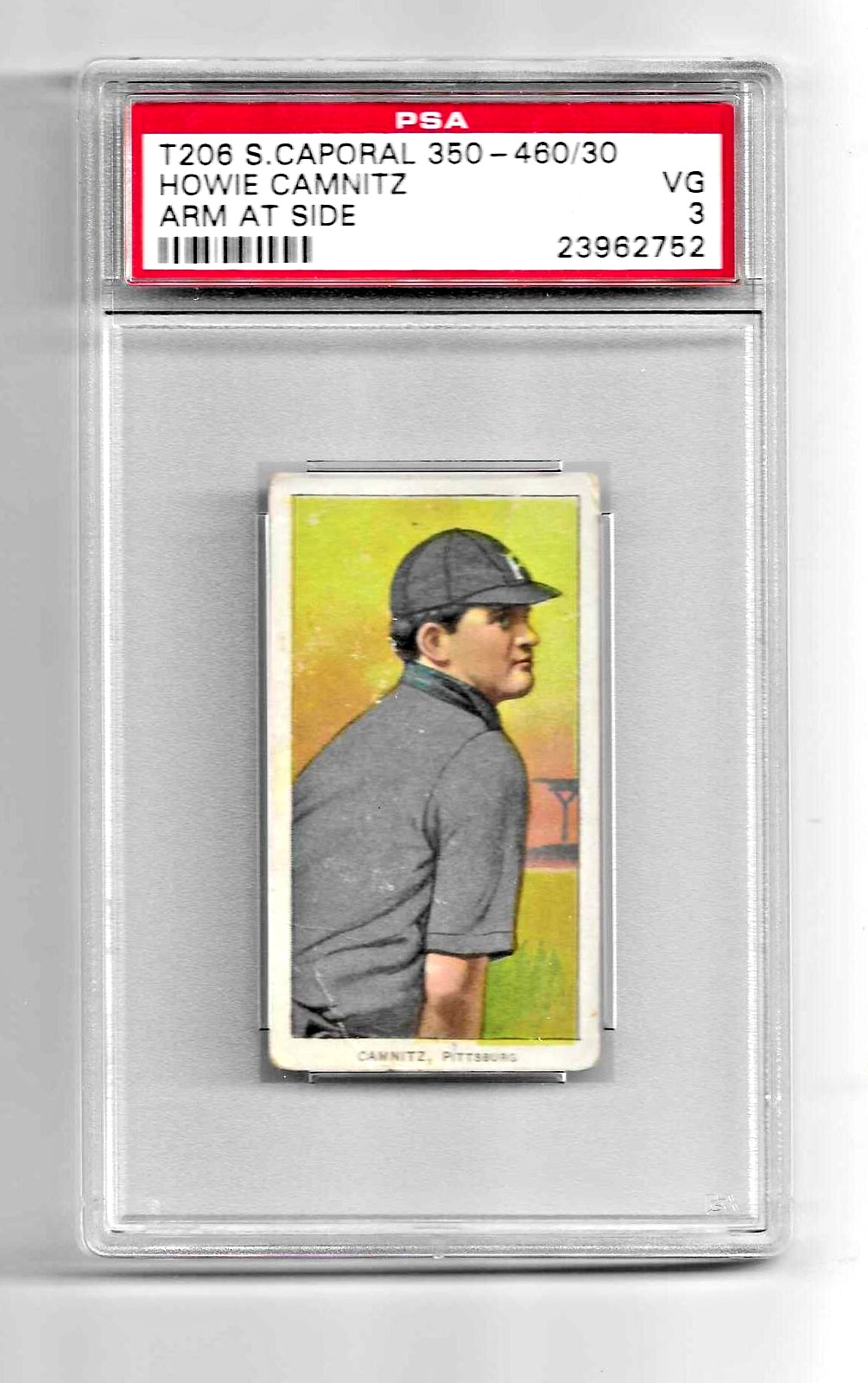 1909 T206 SWEET CAPORAL 350/460/30 TOBACCO BASEBALL CARD HOWIE CAMNITZ PSA 3 NQ