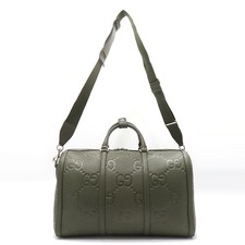 Gucci Jumbo GG Small Duffle Tote Bag Leather Khaki