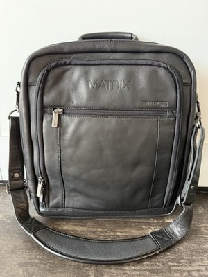Kenneth Cole Matrix Leather Laptop Backpack Briefcase Messenger Black w/Dust Bag