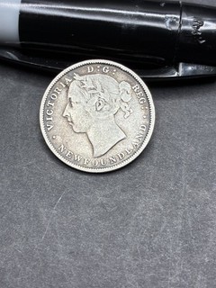 1888 New NewFoundland 20 Cents Nice Original Coin $2.99 Shipping