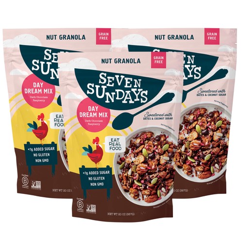 Seven Sundays Nut Granola Cereal, Day Dream Dark Chocolate Raspberry, 20 Oz Bag - Picture 1 of 5