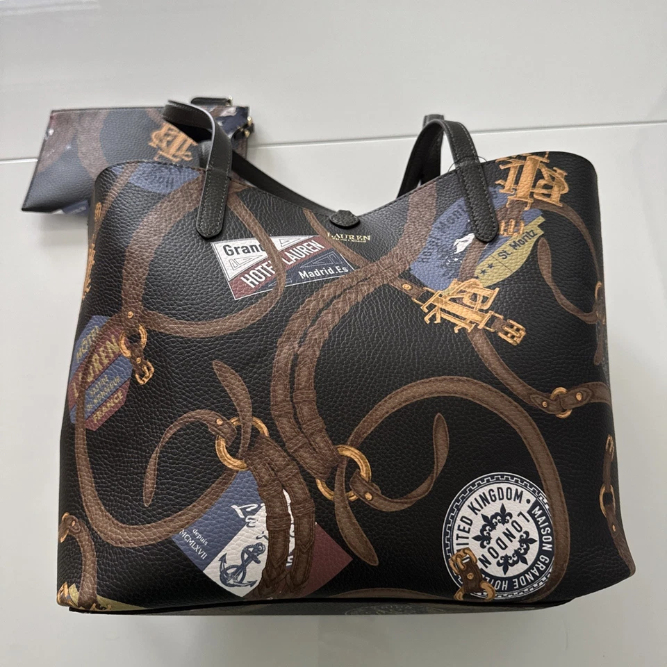 LAUREN RALPH LAUREN Green Faux Leather Reversible Tote Bag Purse BNWT RRP £219 - Image 3 of 4