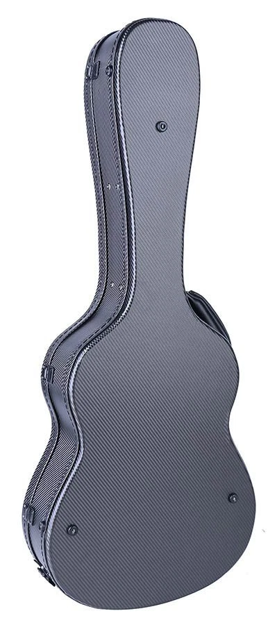 Gitarrenkoffer Dreadnought Akustikgitarre Holz Carbon Look Silbergrau Plüsch