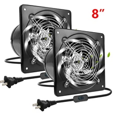2Pack 8" Exhaust Fan Ventilation Extractor Fan 110V Wall-Mounted Blower Duct Fan