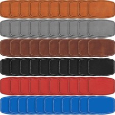 60 Pack Blank Leatherette Hat Patches with Adhesive Rounded Rectangle Patches