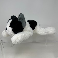 FAO Schwarz French Bulldog Plush Stuffed Animal Black White Dog Soft Cute Lying