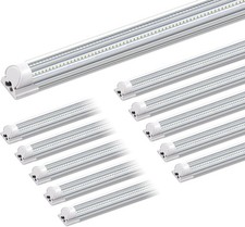 8FT LED Shop Lights 100W 15000LM 6500K, Super Bright White, V Shape 10-Pack