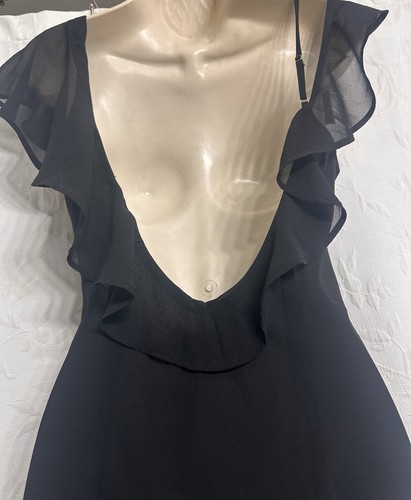 Runaway The Label Black Sheer Sheath Open V-Neck Party Gown Minimalist Dress S - Picture 9 of 12