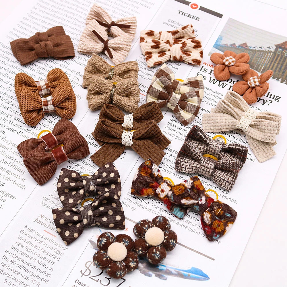 20Pcs Hair Bows Small Puppy Pet Dog Hair Bow W/Rubber Bands Grooming Accessories