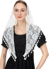 Triangle Veil for Church - Lace Chapel Catholic Mass Head Covering Scarf Mantill