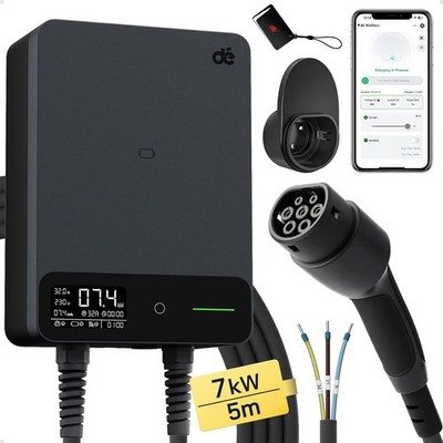 Smart EV Ladegerät Typ 2 Wallbox mit APP 7.4kW 32A 400V Wlan & Bluetooth 5m dé