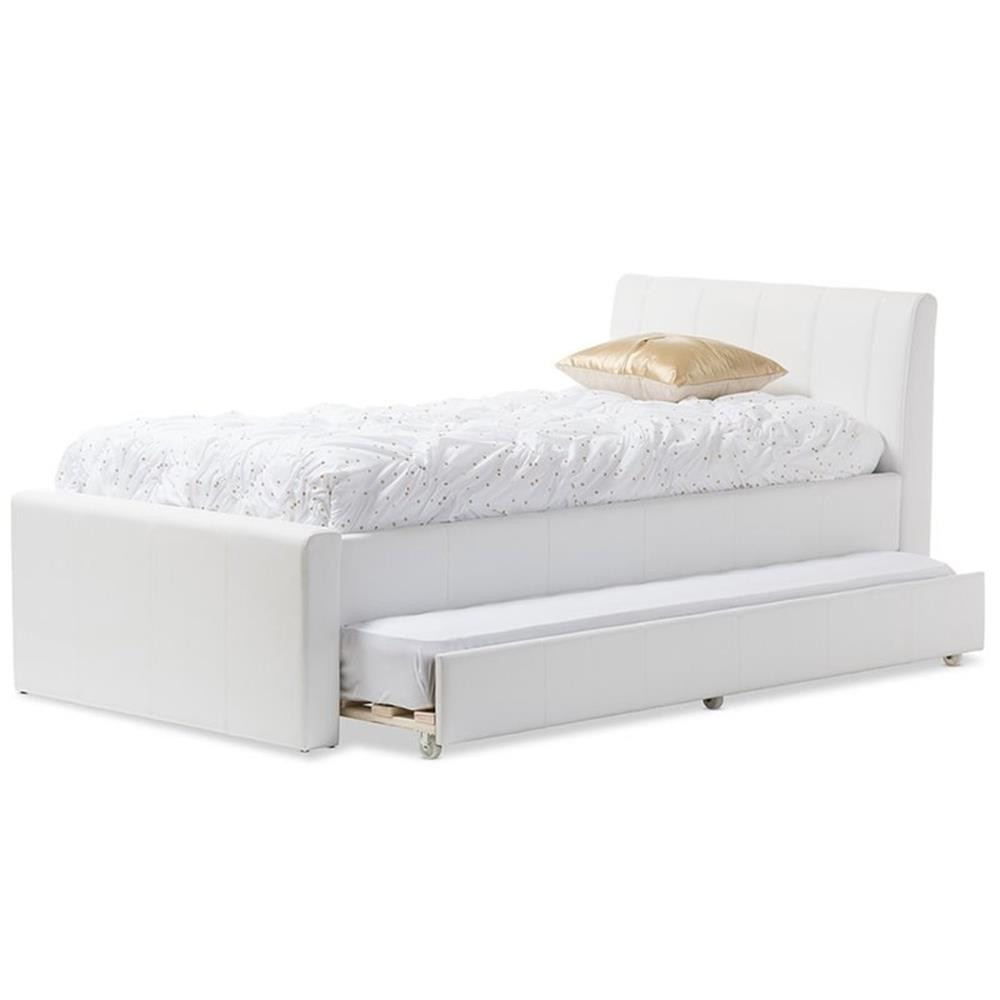 Baxton Studio Faux Leather Twin Platform Bed with Trundle