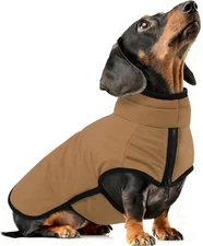AOFITEE Dog Winter Coat, Warm Jackets with Harness Hole, Medium, Brown 