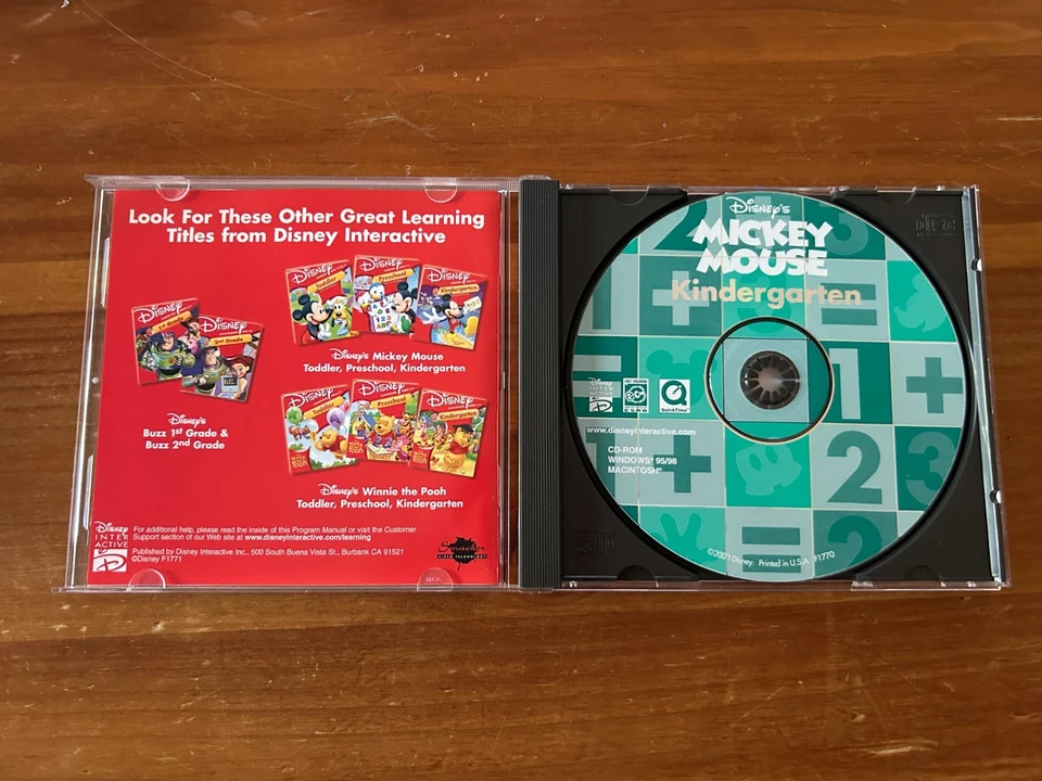 Disney Kindergarten CD PC Computer Game Disc Mickey Mouse 2000 - Image 2 of 3