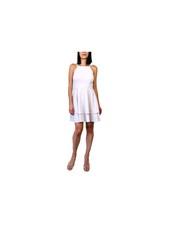 TRIXXI Womens Fit + Flare Above The Knee Dress Beige Evening Back Juniors 5