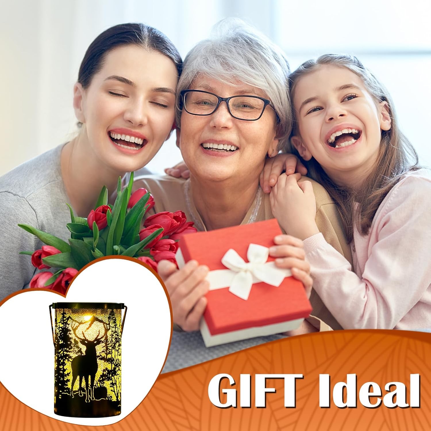 CLAONER Solar Lantern Hanging Light LED Elk Outdoor Garden Lamp Waterproof Decor