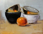 vintage cups white and GOLD Still Life Oil painting collectible art UKRAINE8x10