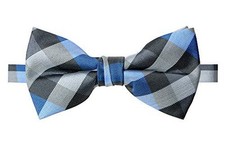 Men's Patterned Bow Tie 02-checkered Blue