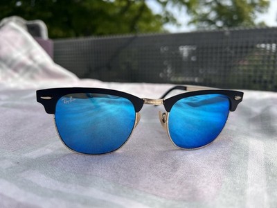 Ray Ban SONNENBRILLE BLAU BRAUN SPIEGEL CLUBMASTER  3016 1145/17 51 BRILLE 4416