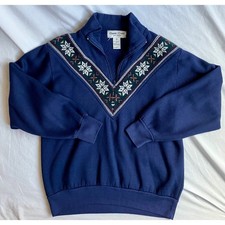 Vintage Bonnie Evans Sport Petites Women's 1/4 Zip Nordic Pullover Sweatshirt