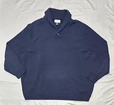 Oak Hill Sweater Mens 4XL Big Tall Blue Shawl Collar Cotton Knit Pullover