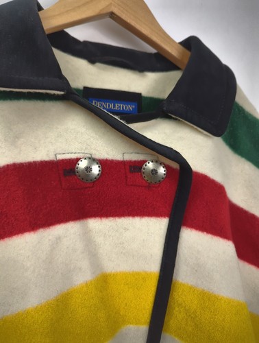 RARO PENDLETON Poncho vintage Hudson Bay in lana con cappuccio taglia unica - Foto 6 di 8