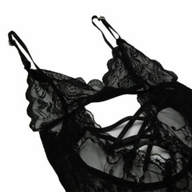 Women&rsquo;s Lace Babydoll with Garter Mini Teddy Bodysuit Sexy Lingerie Chemise Gift