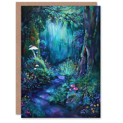 ARTERY8 Greeting Card Enchanted Forest Bioluminescent Fantasy Magical Birthday
